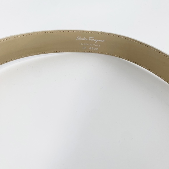 Salvatore Ferragamo White Italian Leather Silver Buckle Waist Belt main image 5